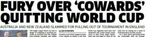 Fury over 'cowards' quitting world cup