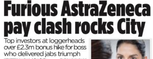 Furious AstraZeneca pay clash rocks City