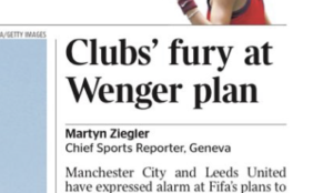 Clubs' fury at Wenger plan